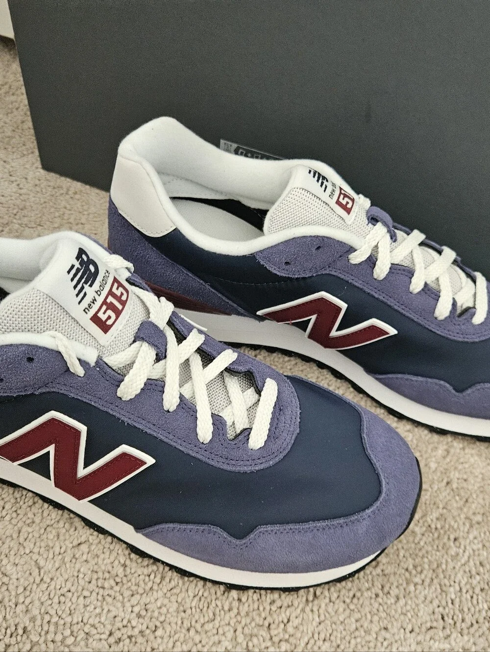 New In Box Men's New Balance 515 Sustainable Sneakers Navy/Burg Sz US 13